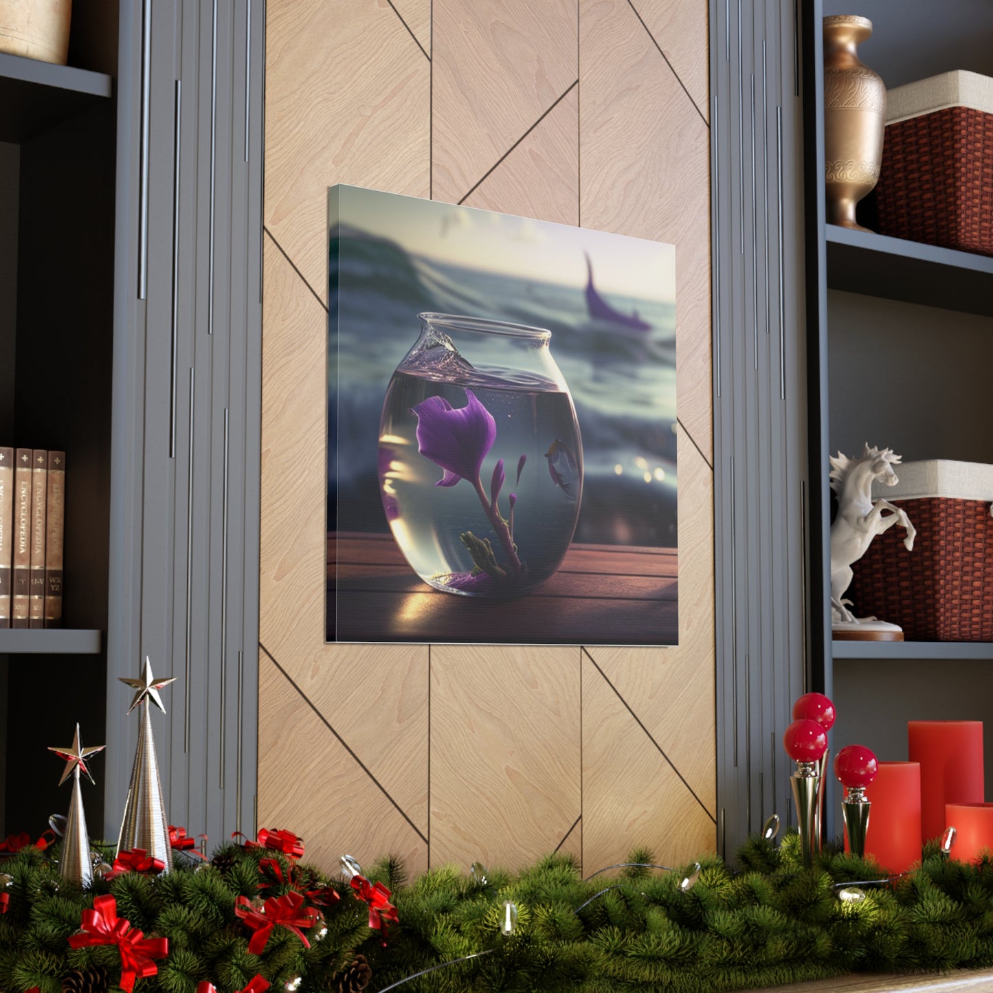 Canvas Gallery Wraps Purple Sweet pea in a vase 1