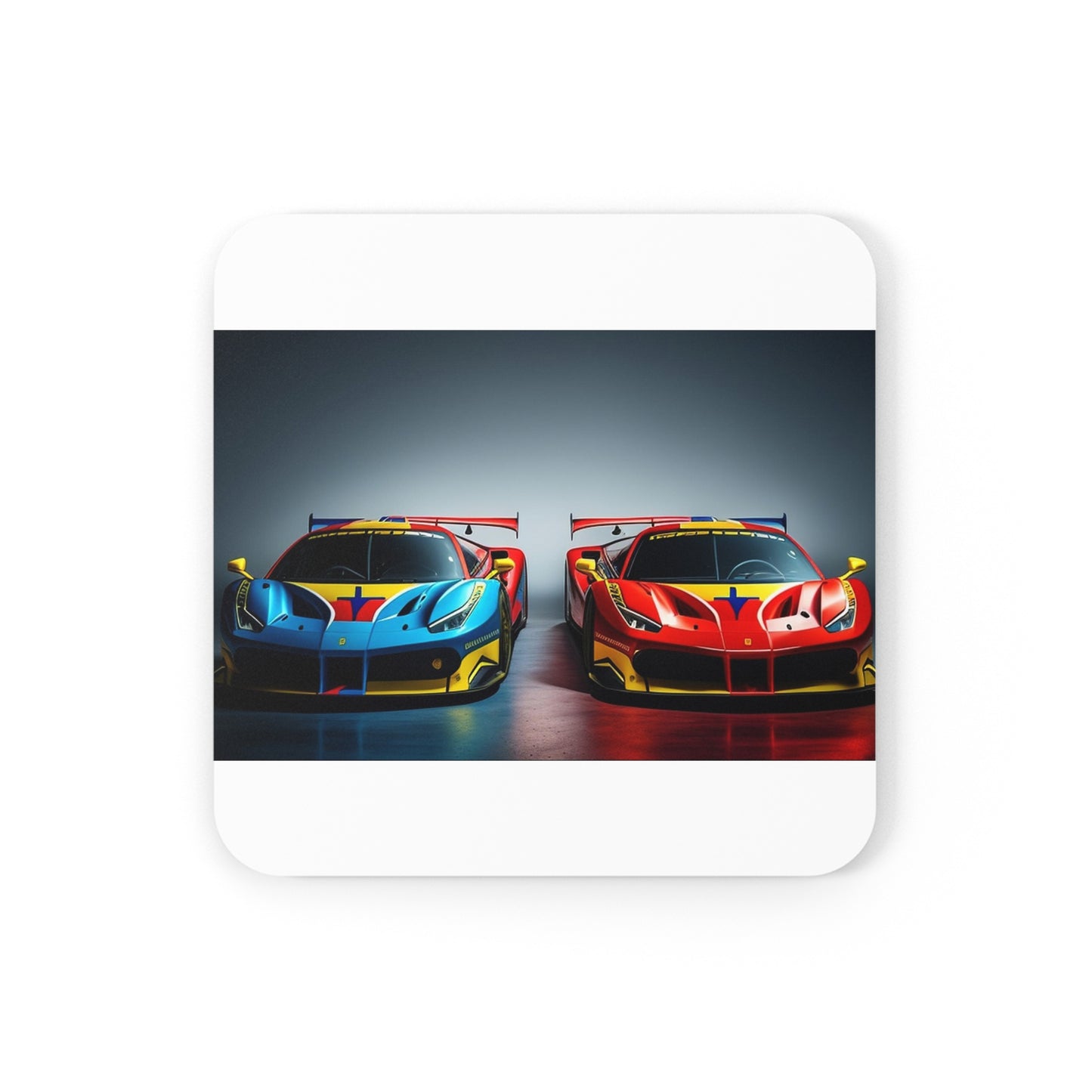 Corkwood Coaster Set Ferrari Red Blue 2