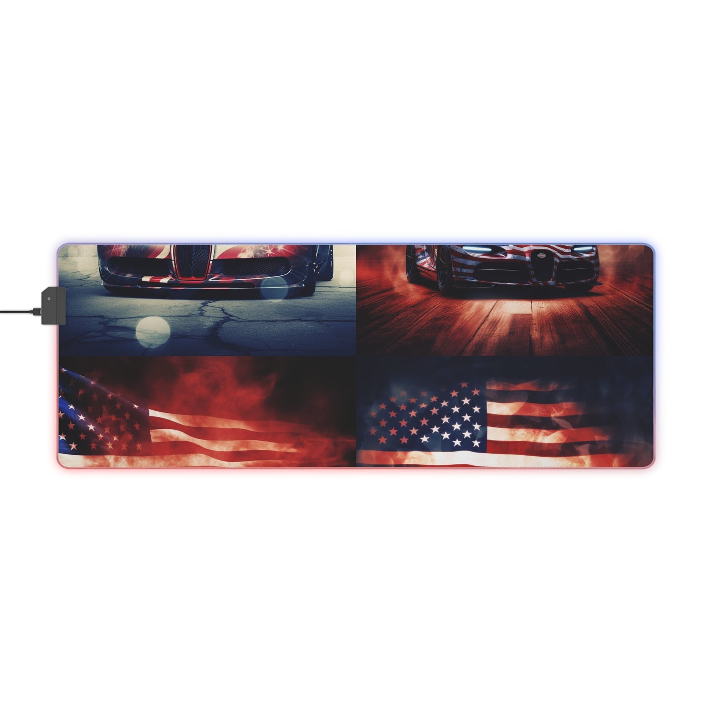 LED Gaming Mouse Pad Abstract American Flag Background Bugatti 5