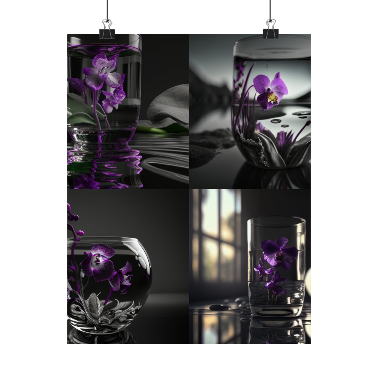 Premium Matte Vertical Posters Purple Orchid Glass vase 5