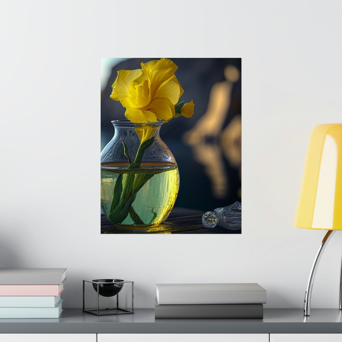 Premium Matte Vertical Posters Yellow Gladiolus glass 3