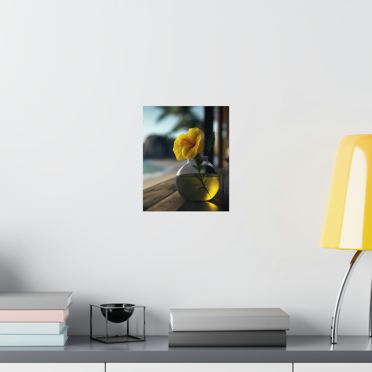 Premium Matte Vertical Posters Yellow Hibiscus Wood 3