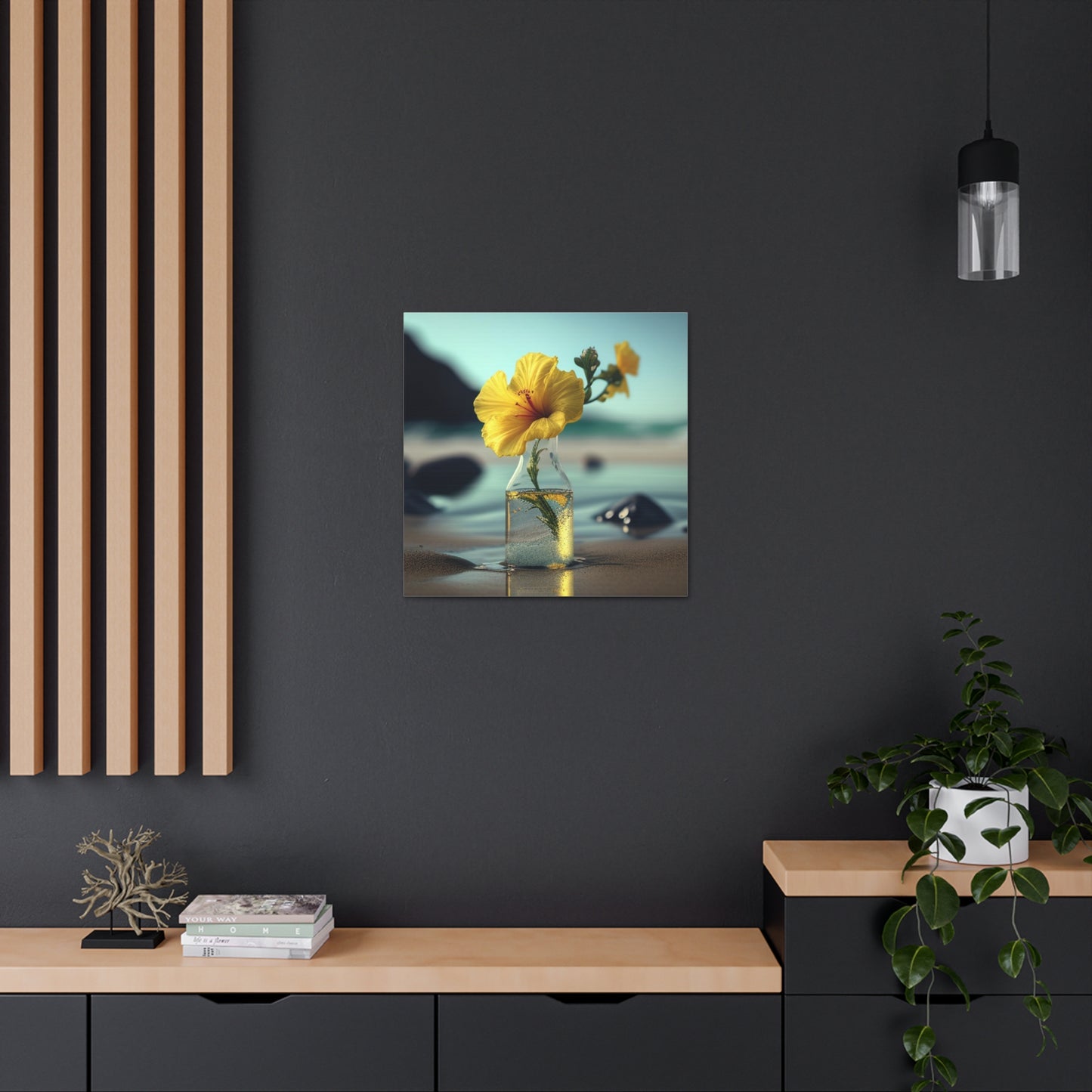 Canvas Gallery Wraps Yellow Hibiscus glass 3