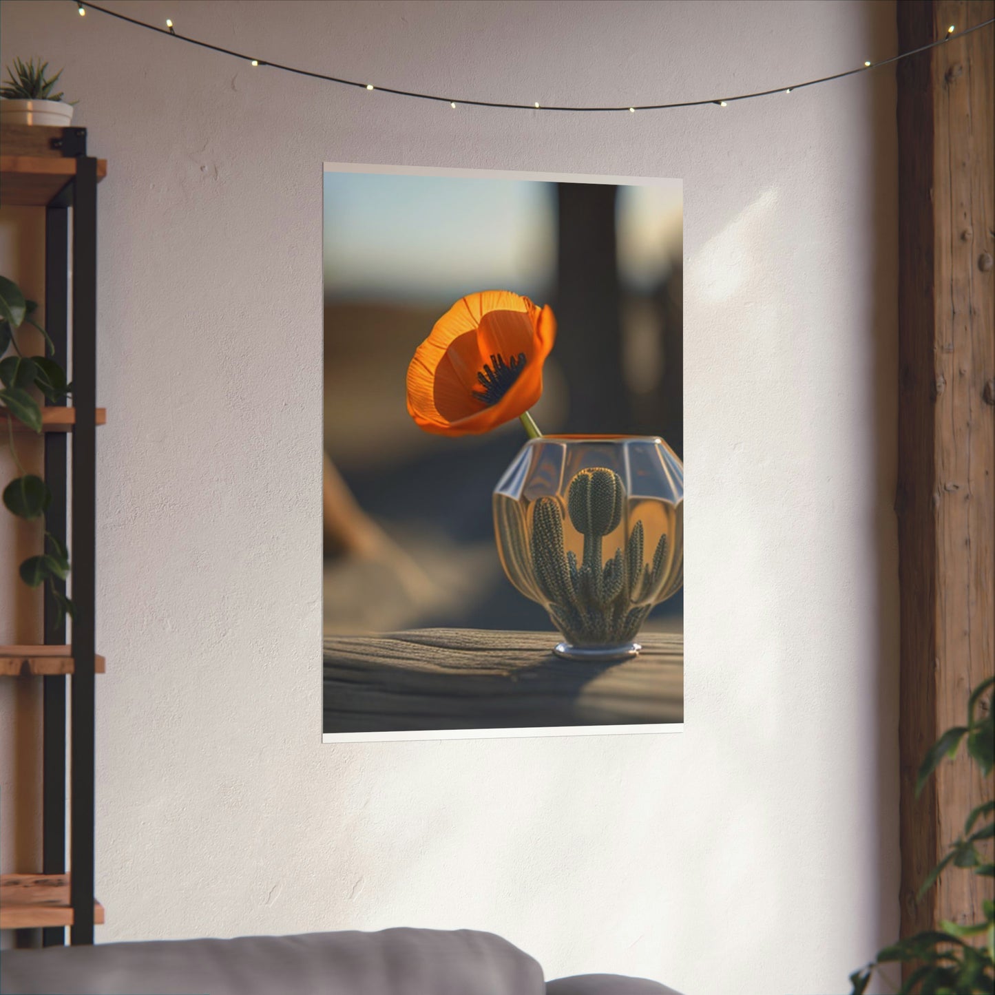 Premium Matte Vertical Posters Orange Poppy in a Vase 2