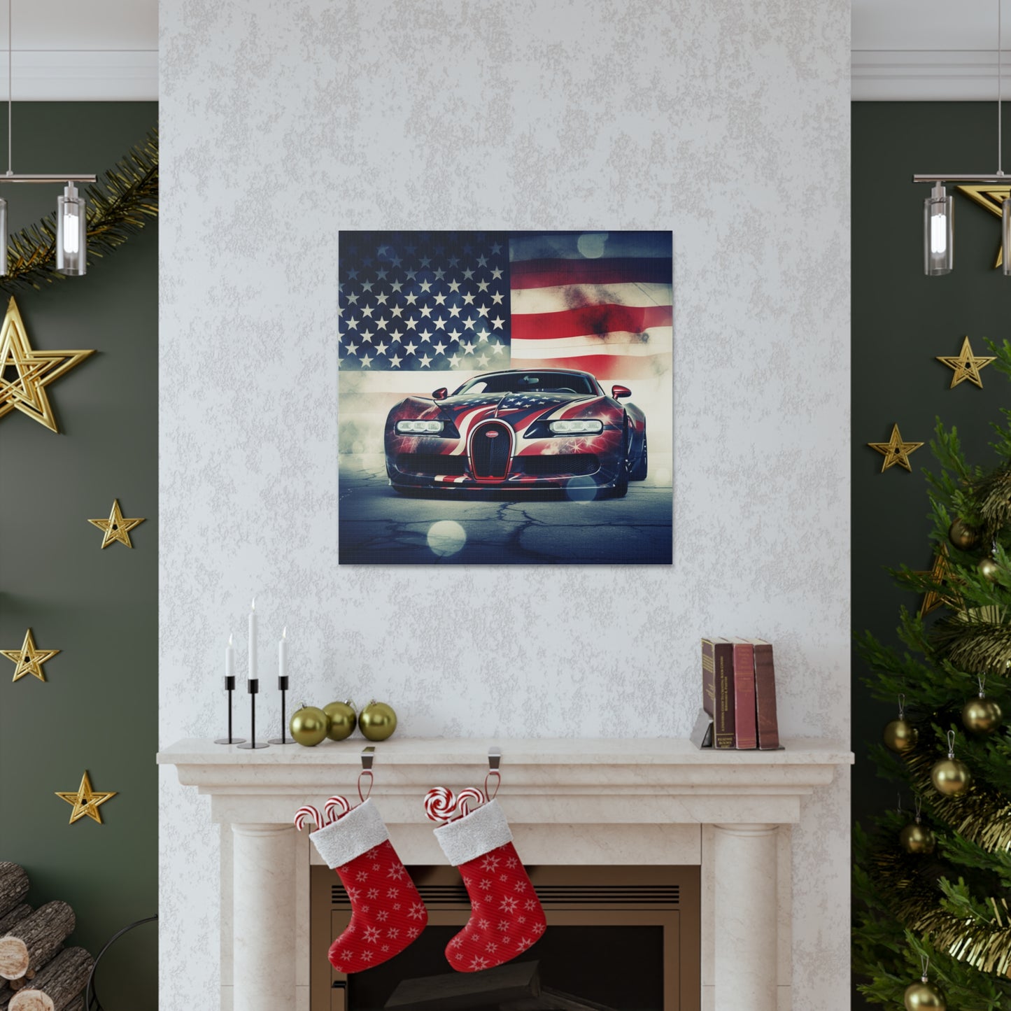 Canvas Gallery Wraps Abstract American Flag Background Bugatti 1