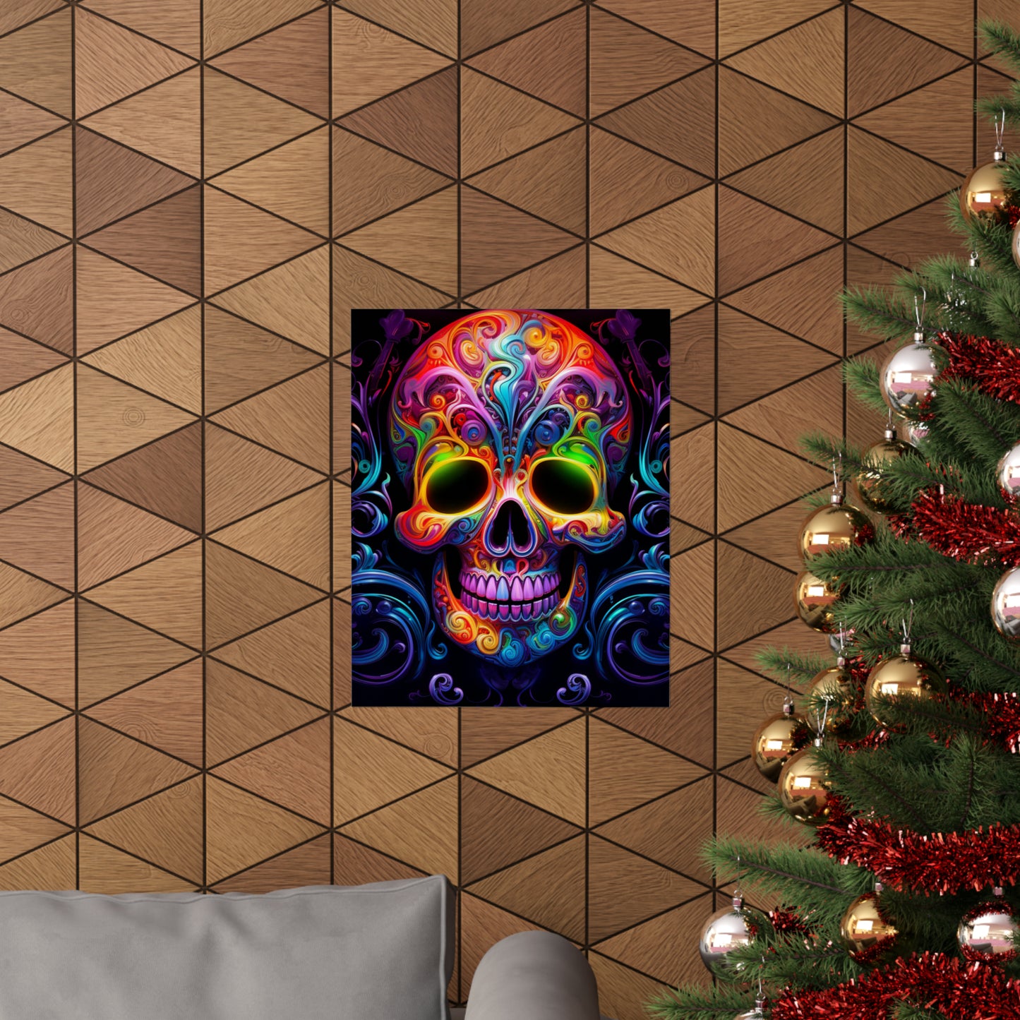 Premium Matte Vertical Posters Macro Skull Color 2