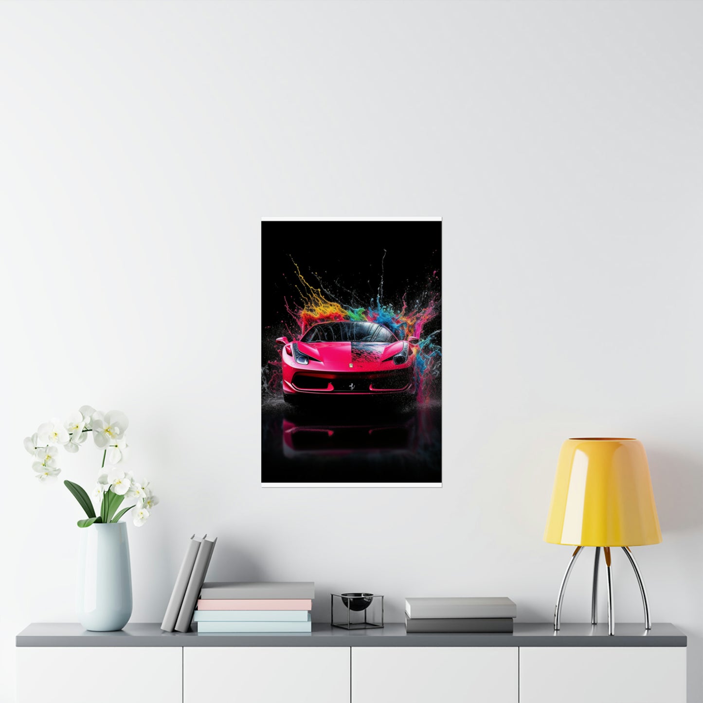 Premium Matte Vertical Posters Ferrari Water Splash 2