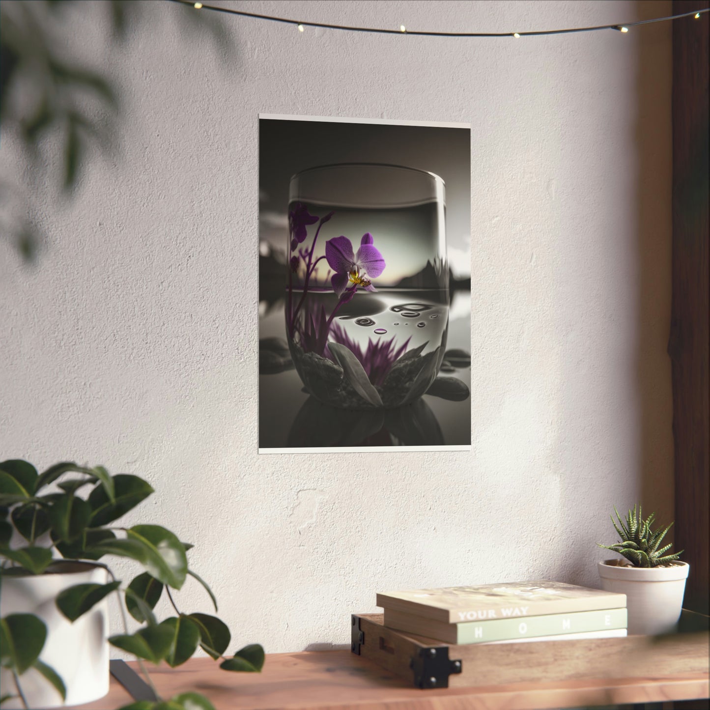 Premium Matte Vertical Posters Purple Orchid Glass vase 2