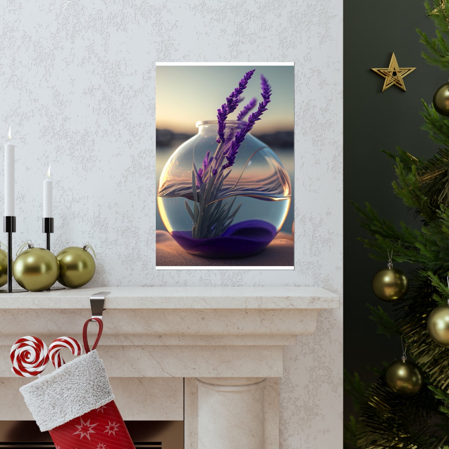 Premium Matte Vertical Posters Lavender in a vase 3