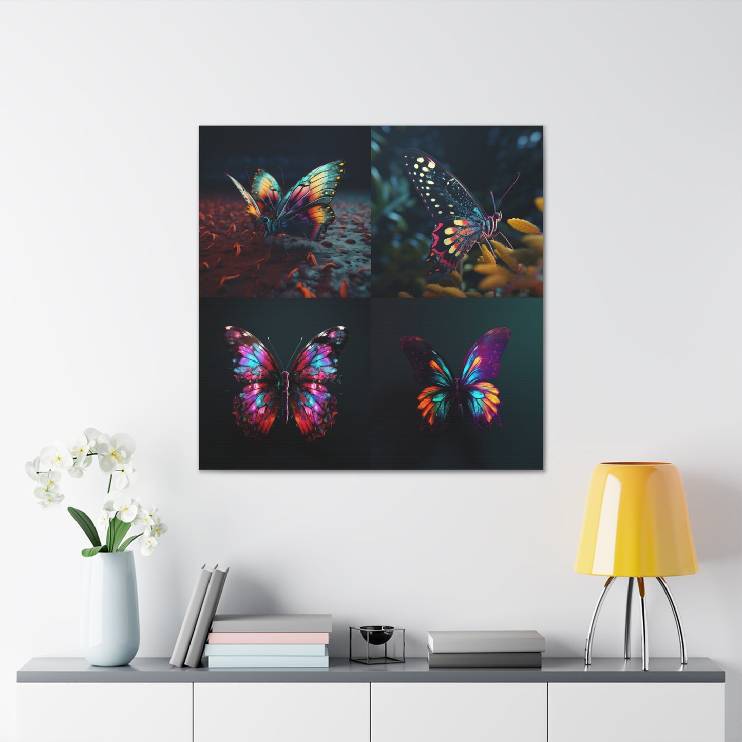 Canvas Gallery Wraps Hyper Colorful Butterfly Macro 5