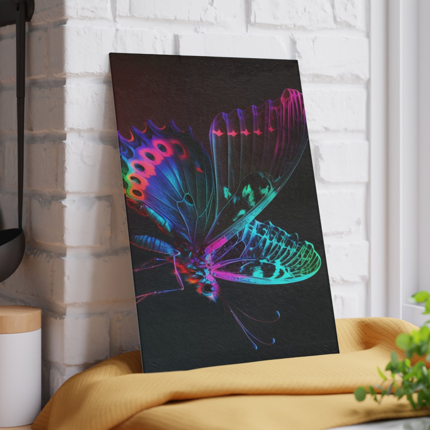 Glass Cutting Board Raw Hyper Color Butterfly 1