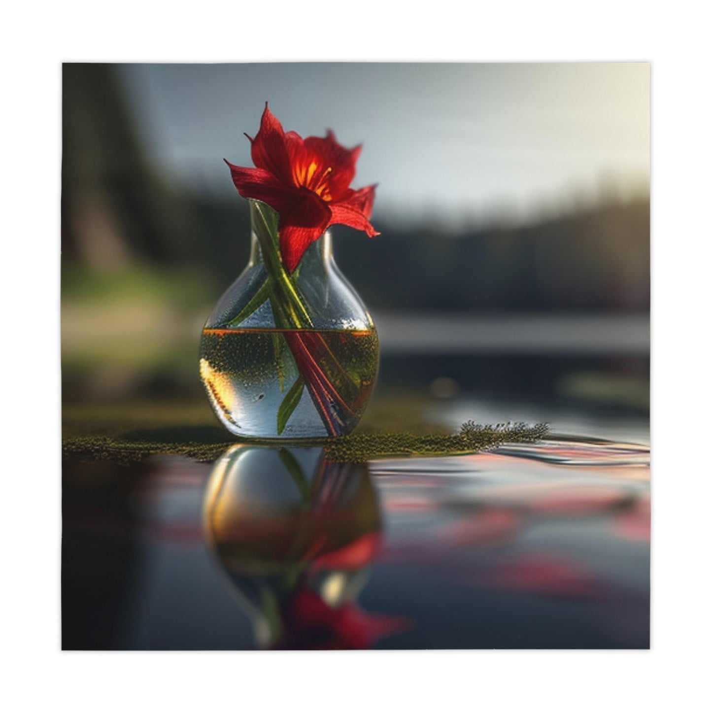 Tablecloth Red Lily in a Glass vase 3