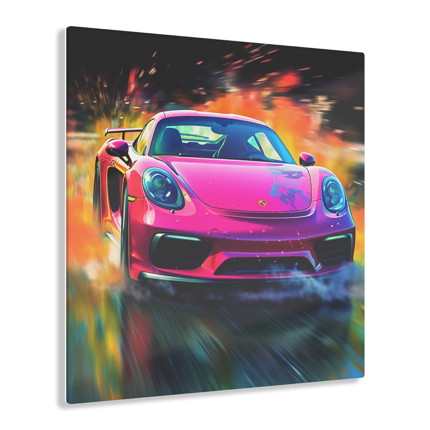 Acrylic Prints Pink Porsche water fusion 4