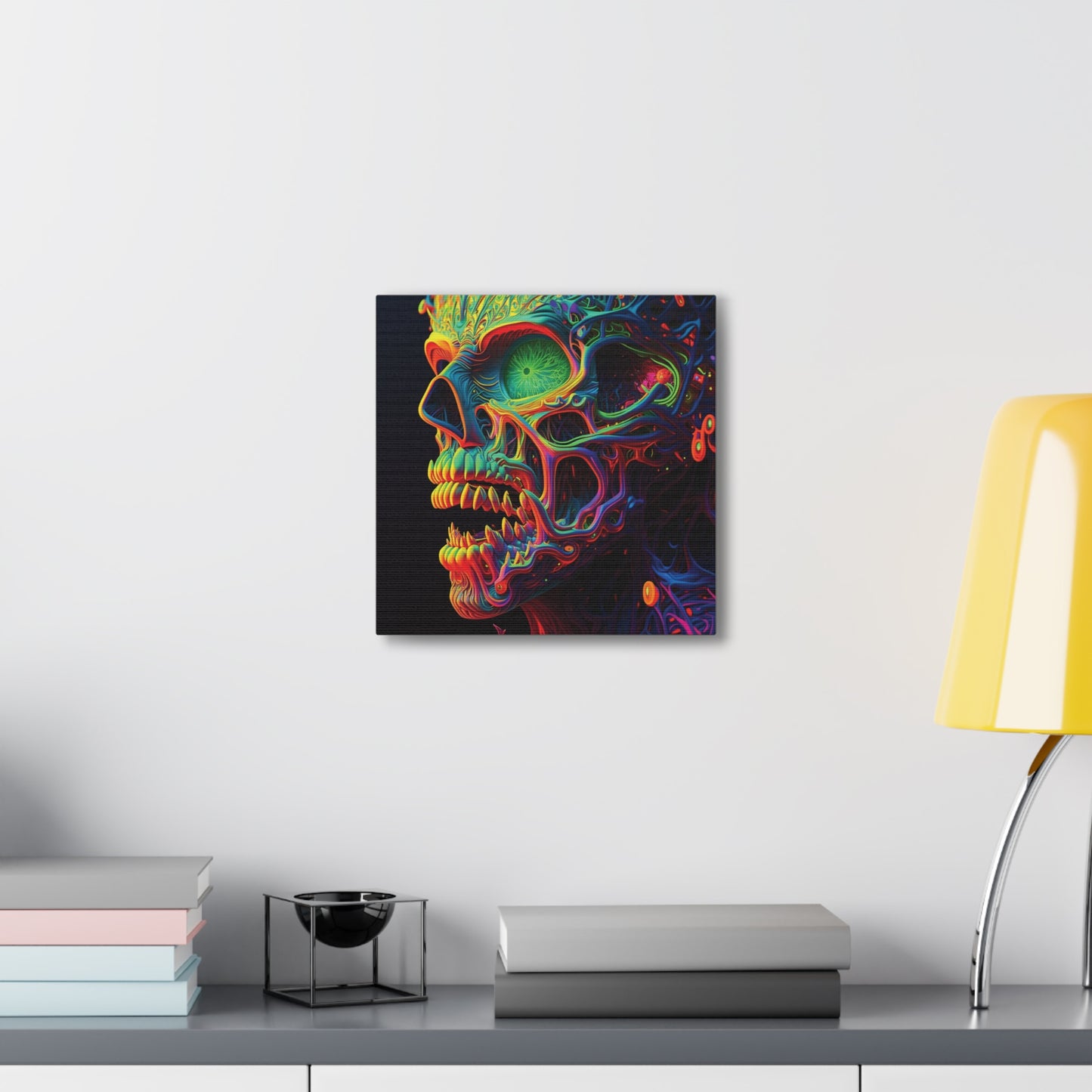 Canvas Gallery Wraps Florescent Skull Death 1