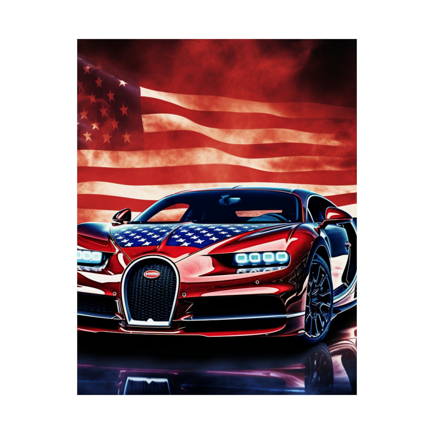 Premium Matte Vertical Posters Abstract American Flag Background Bugatti 3