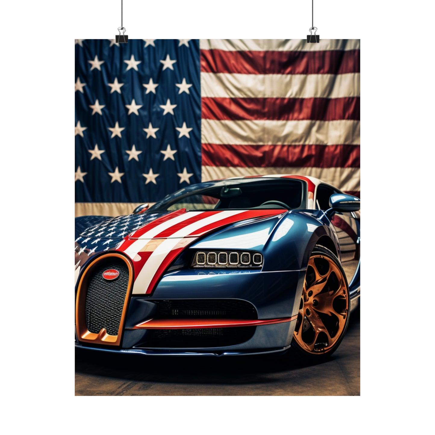 Premium Matte Vertical Posters Bugatti Flag American 4