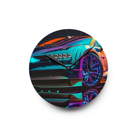 Acrylic Wall Clock Bugatti Neon Chiron 1