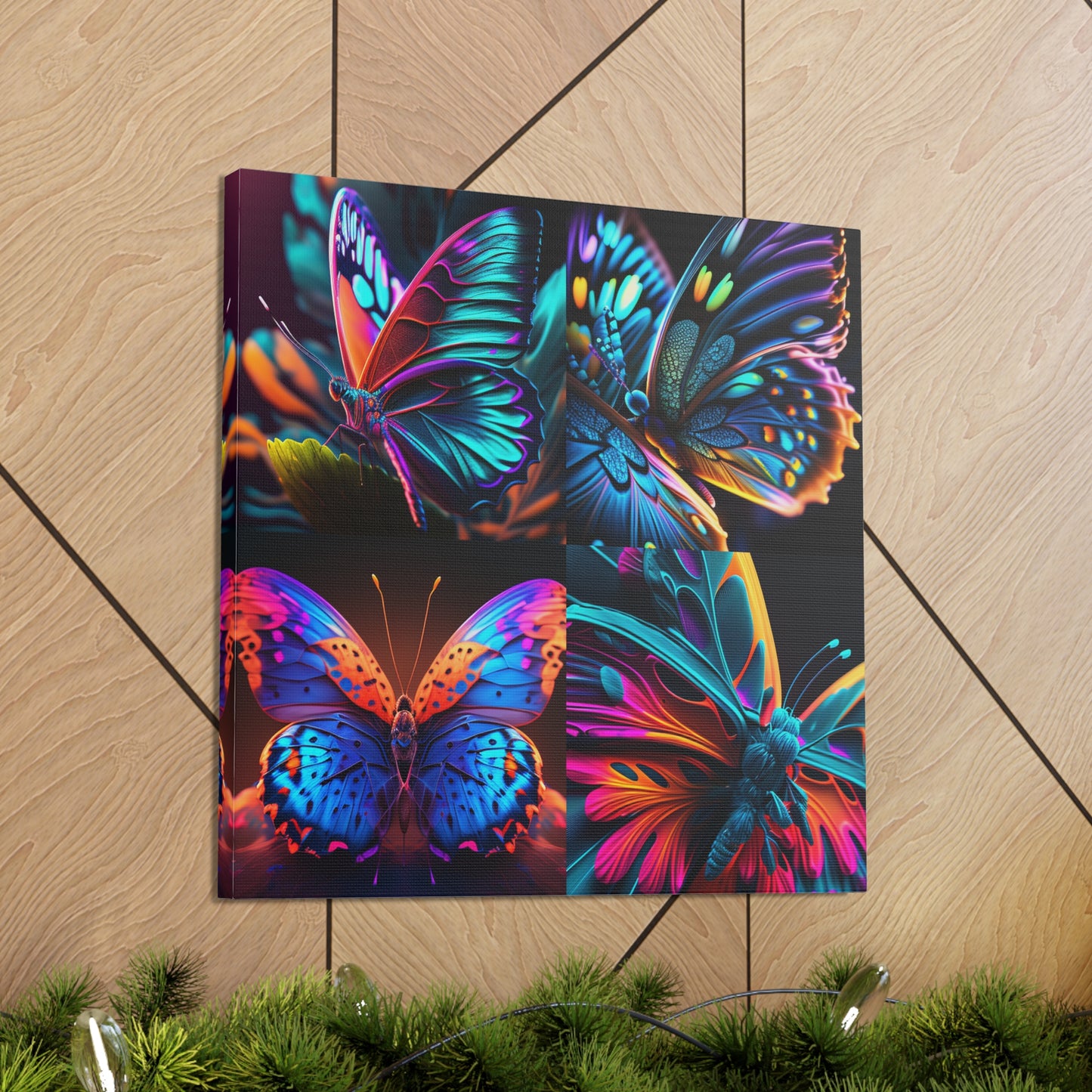 Canvas Gallery Wraps Neon Butterfly Macro 5