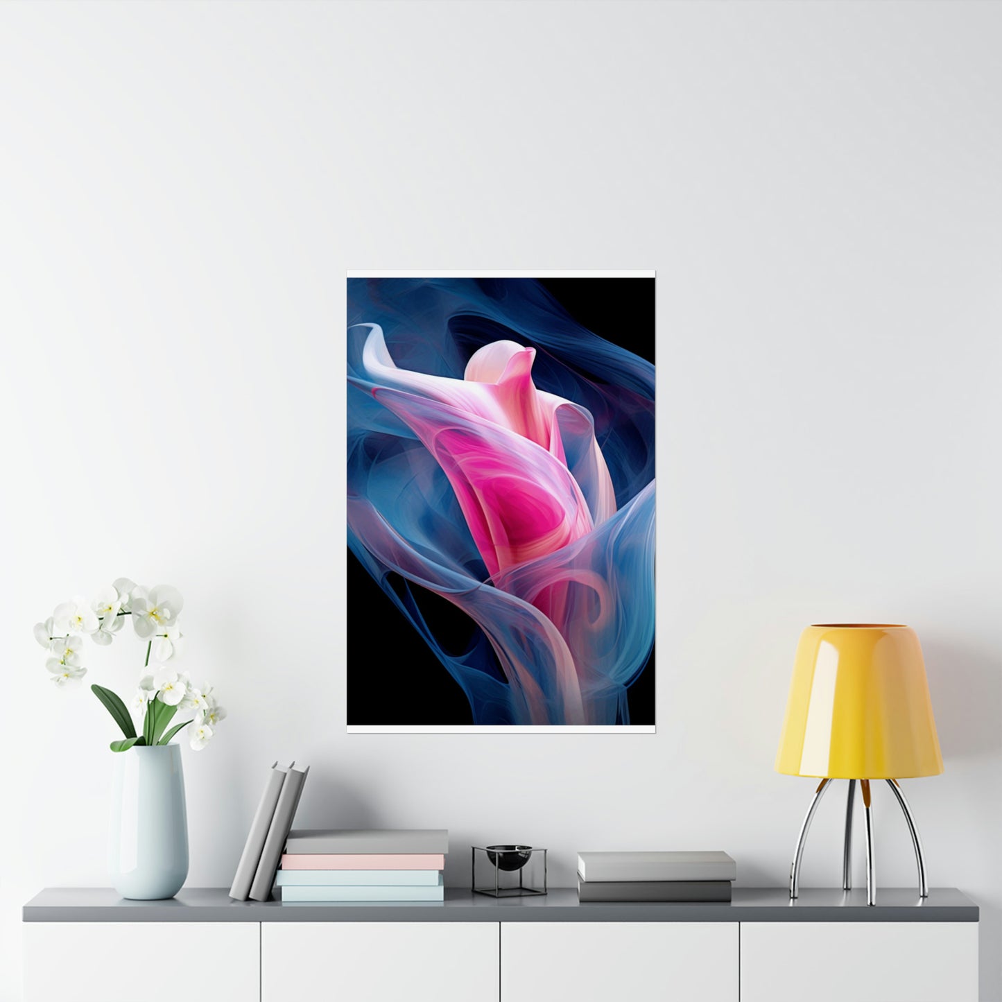 Premium Matte Vertical Posters Pink & Blue Tulip Rose 3