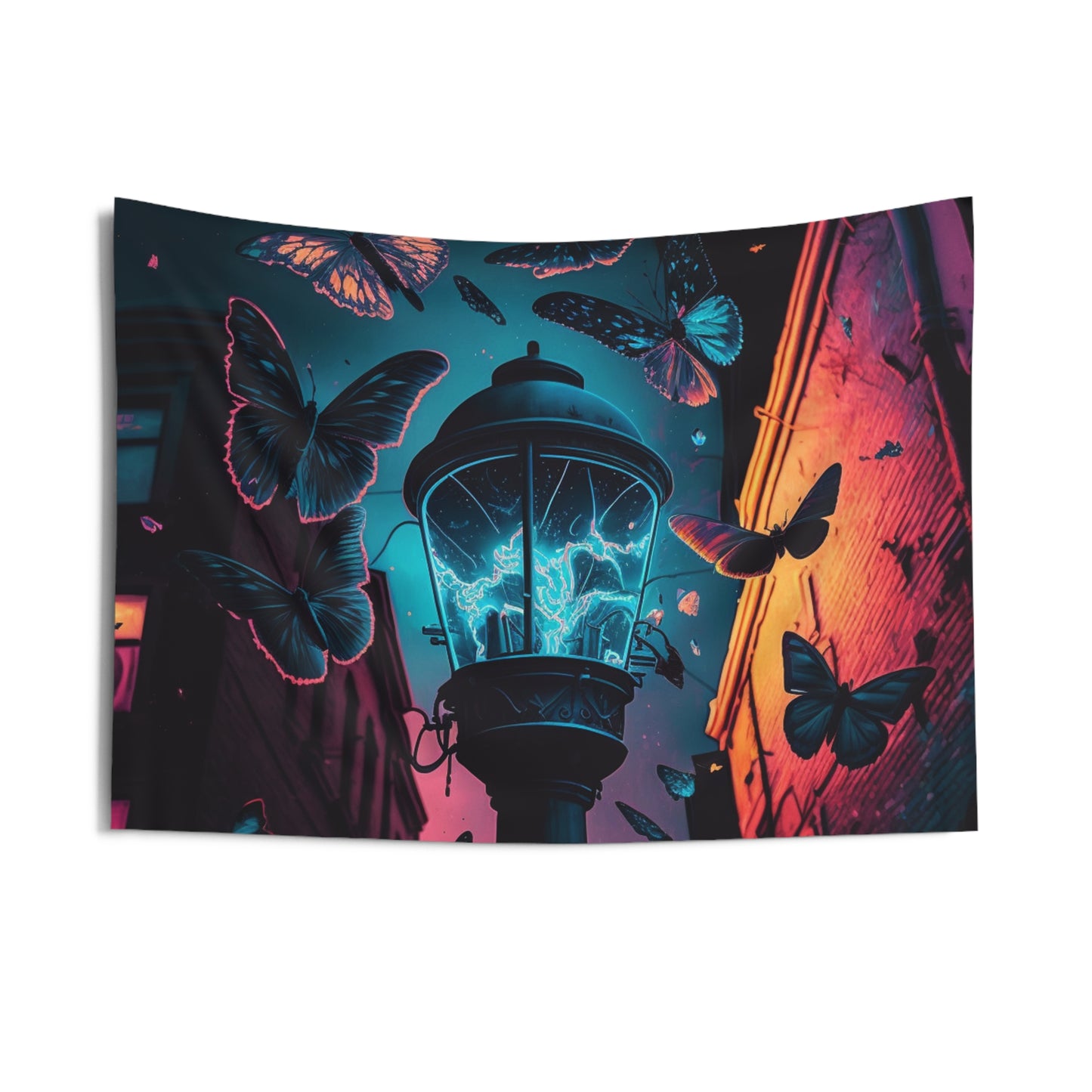 Indoor Wall Tapestries Street Light Butterfly 2