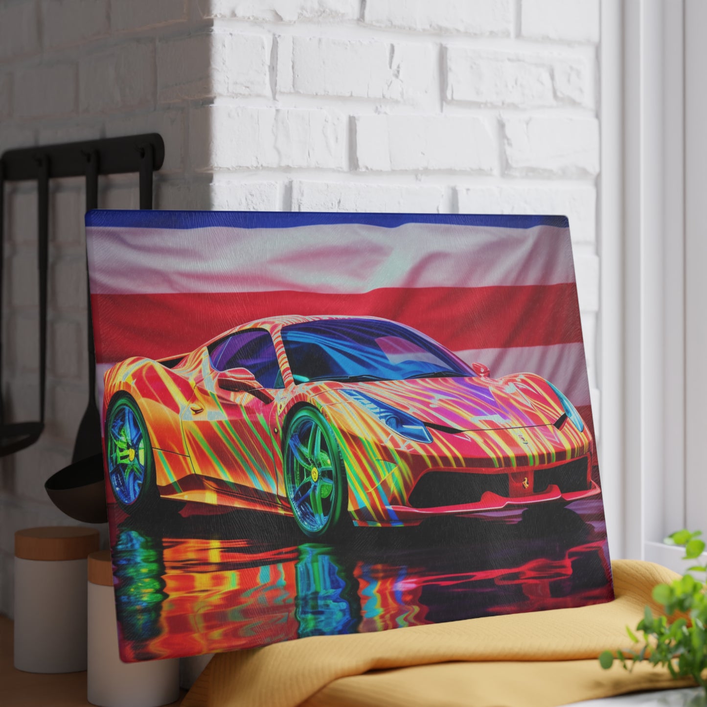 Glass Cutting Board Hyper Colorfull Ferrari 4