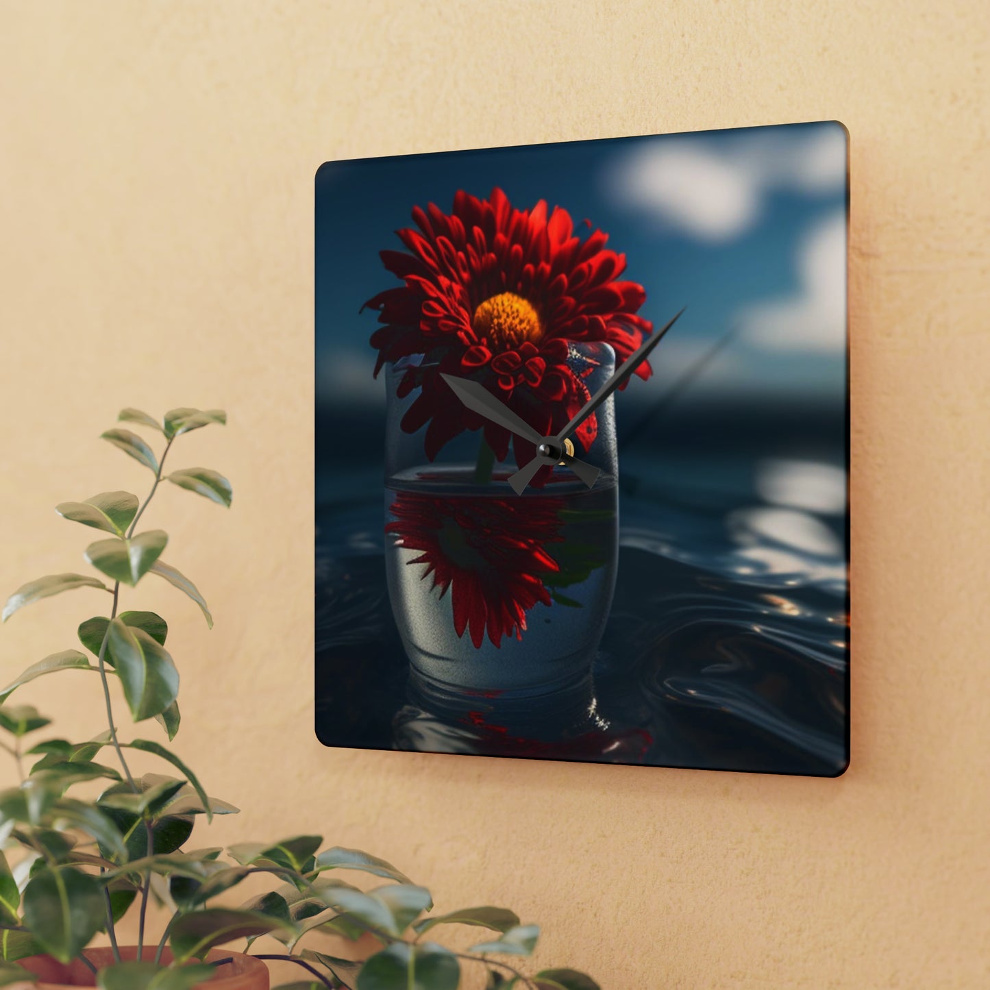 Acrylic Wall Clock Chrysanthemum 3