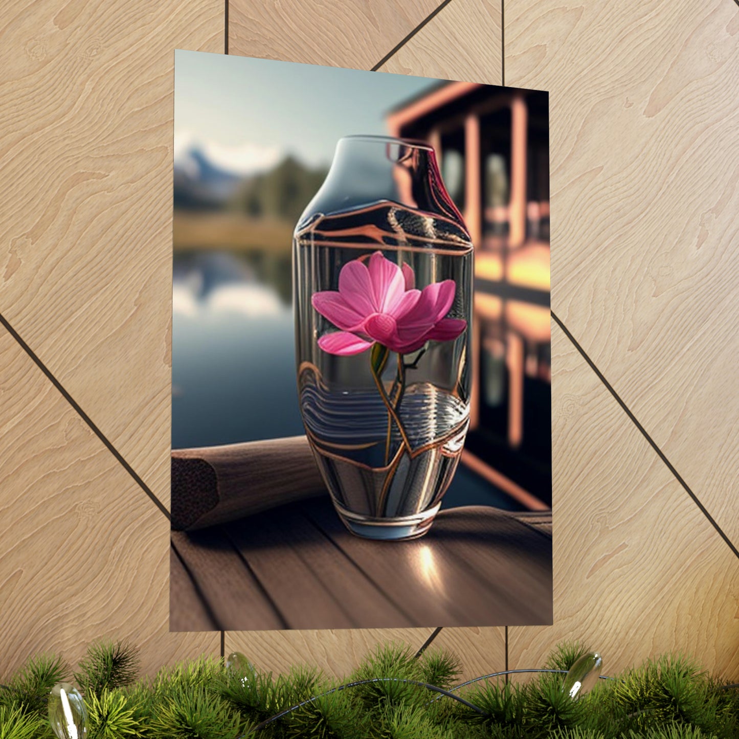 Premium Matte Vertical Posters Magnolia in a Glass vase 3