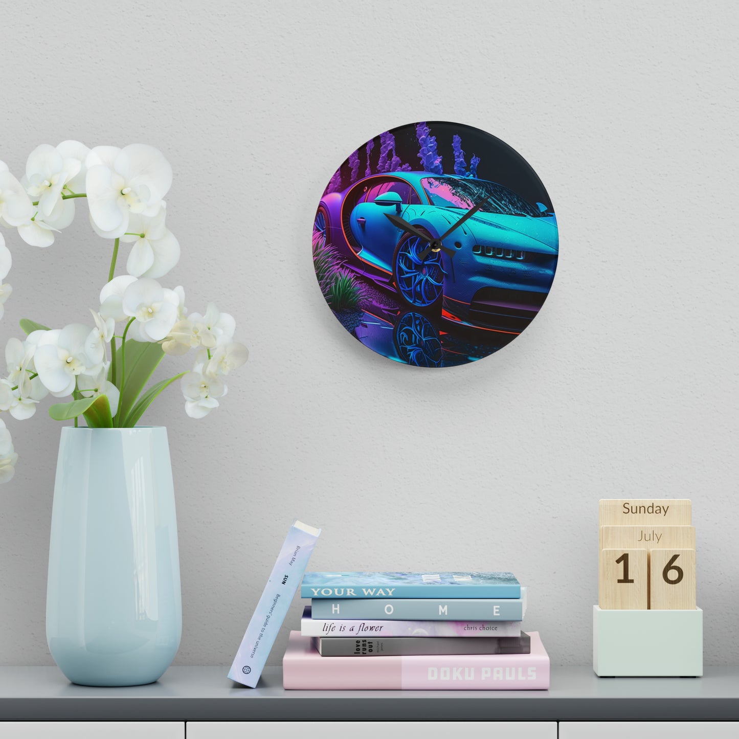 Acrylic Wall Clock Bugatti Neon Chiron 2