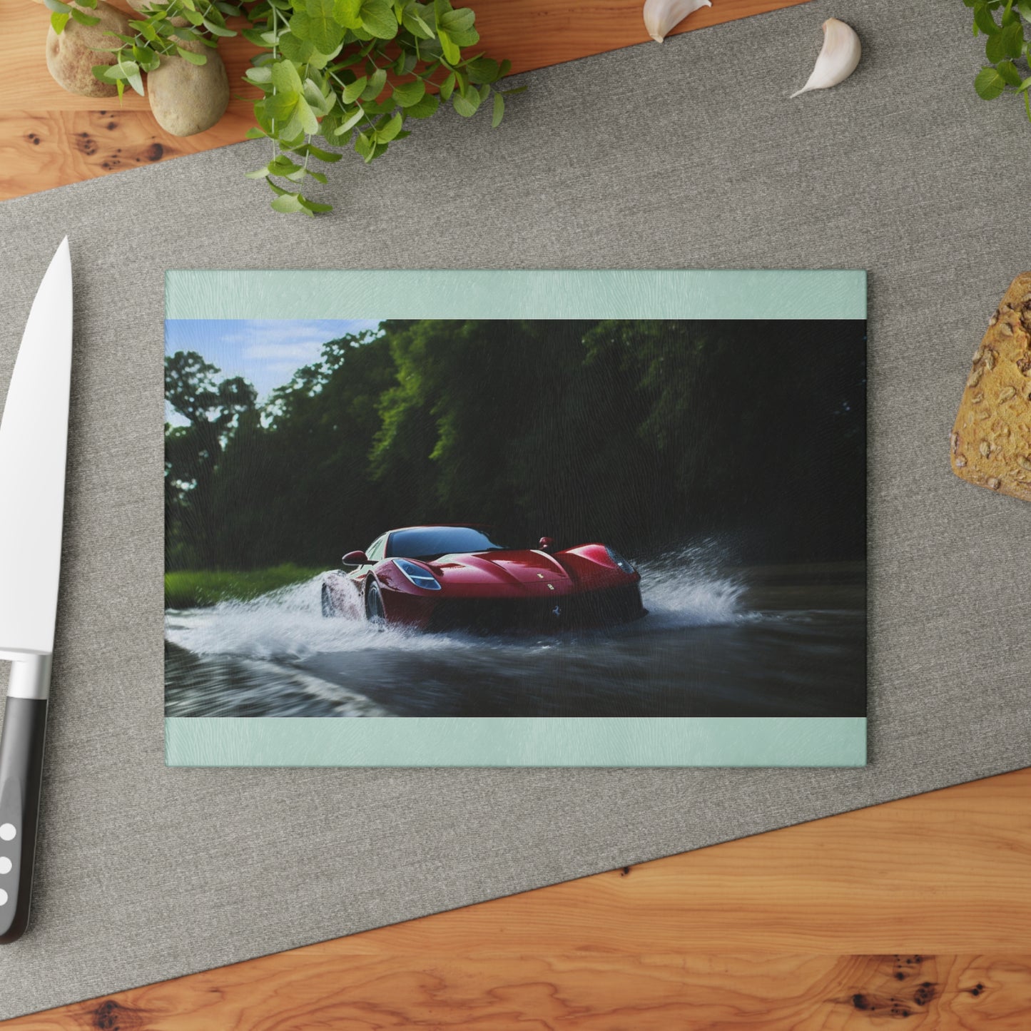 Glass Cutting Board Water Ferrari Splash 1