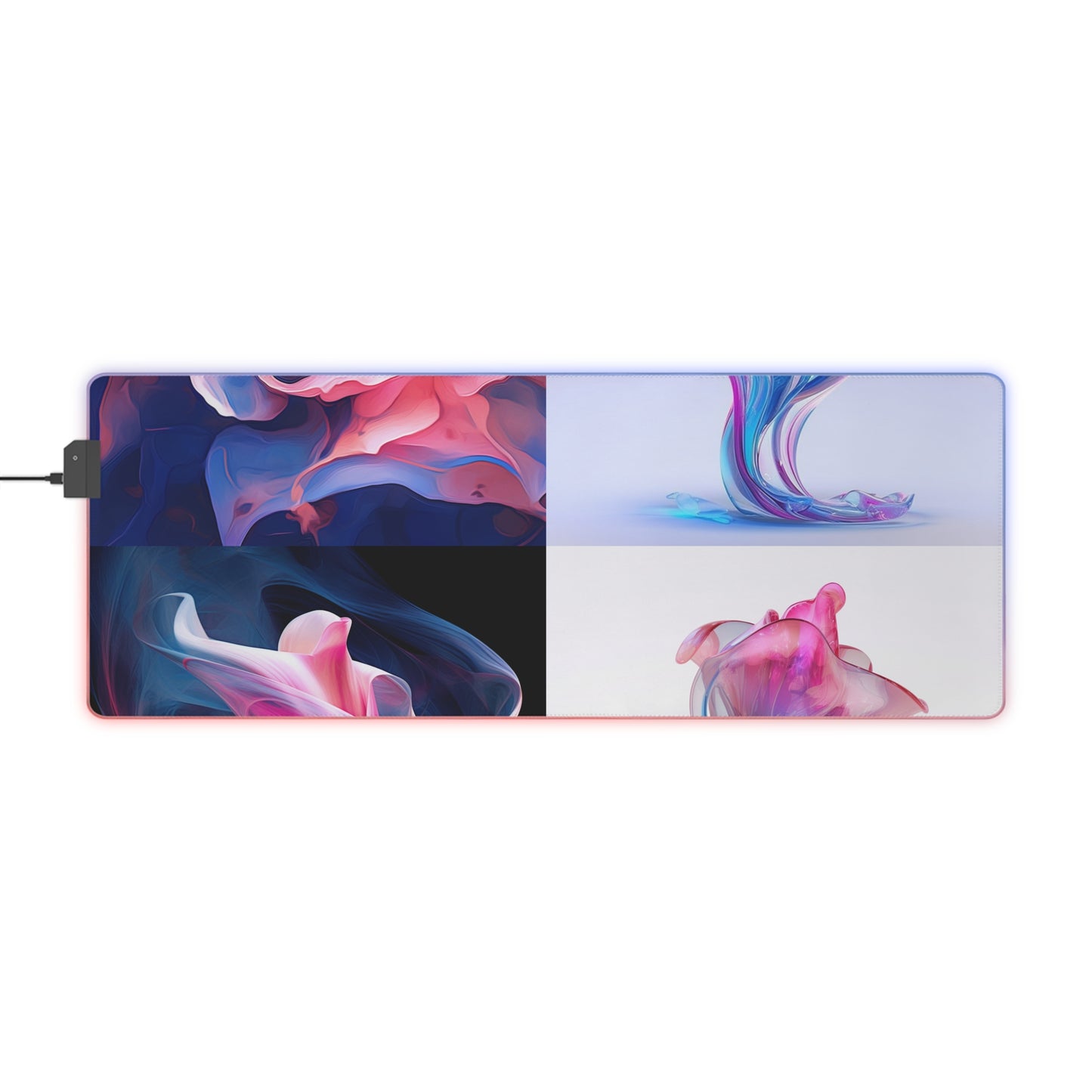 LED Gaming Mouse Pad Pink & Blue Tulip Rose 5