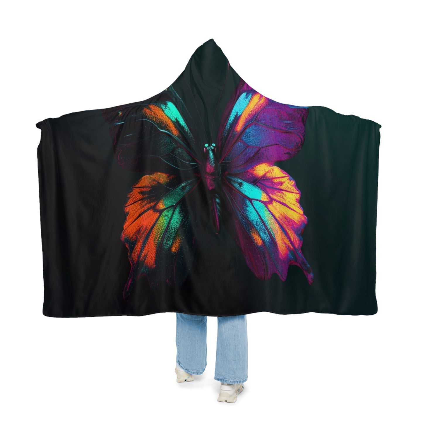 Snuggle Hooded Blanket Hyper Colorful Butterfly Purple 3