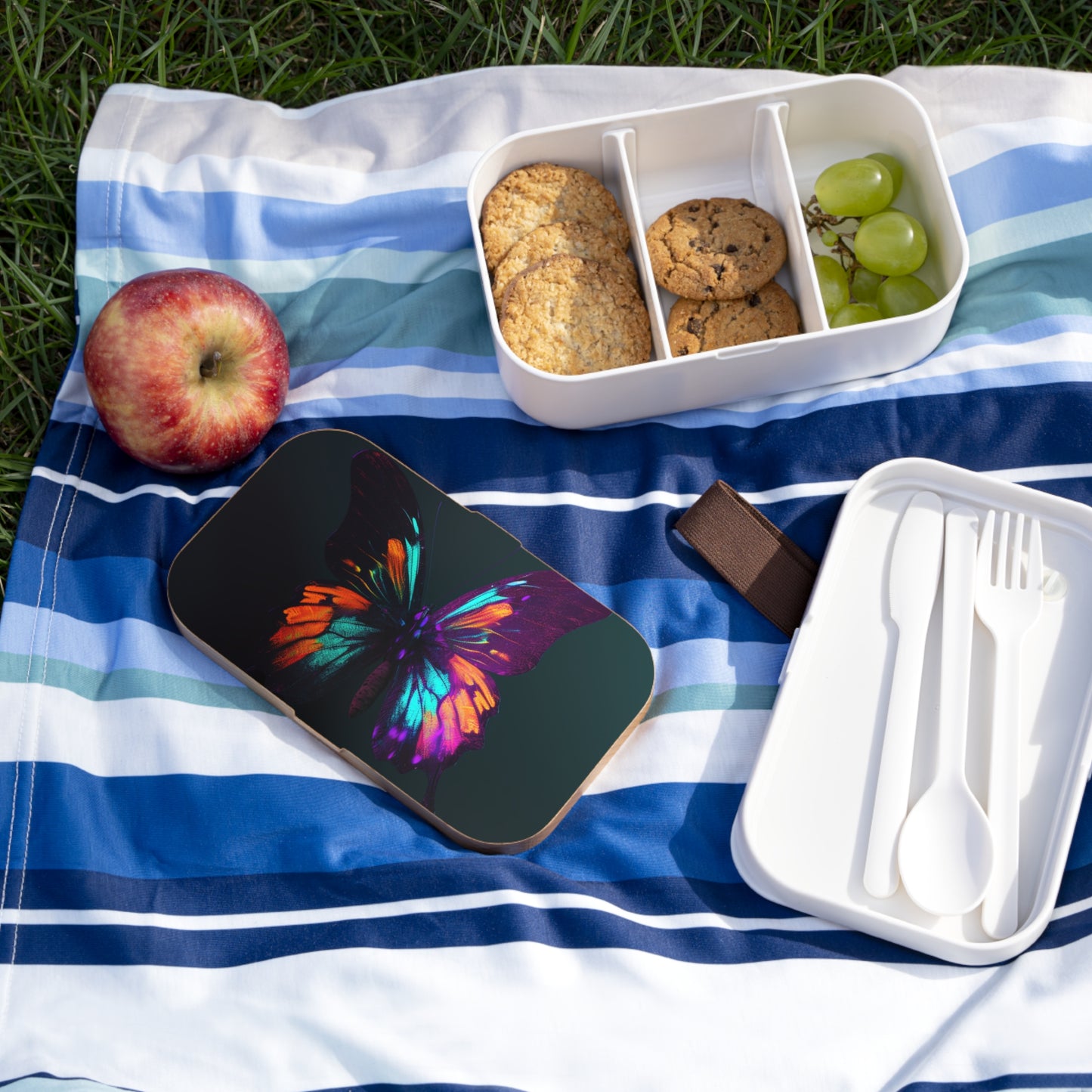 Bento Lunch Box Hyper Colorful Butterfly Purple 4