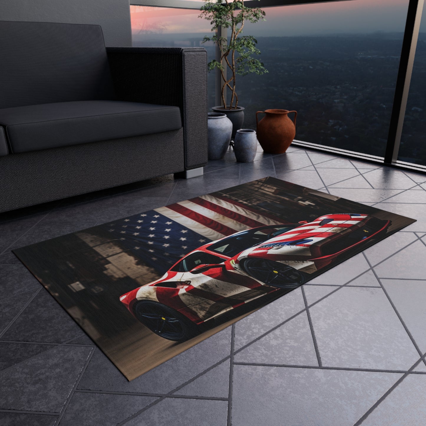 Outdoor Rug  American Flag Farrari 2