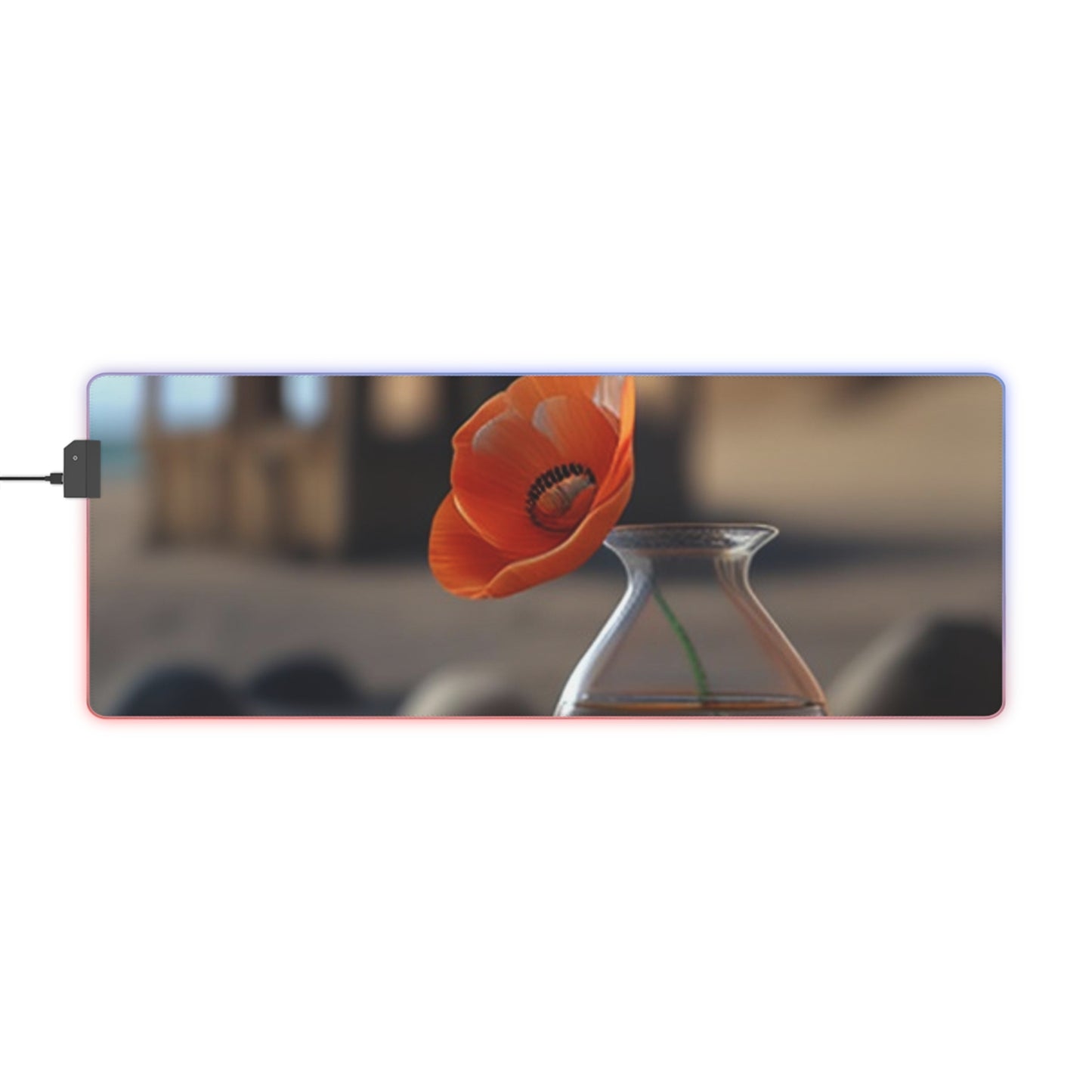 LED Gaming Mouse Pad Poppy in a Glass Vase 1