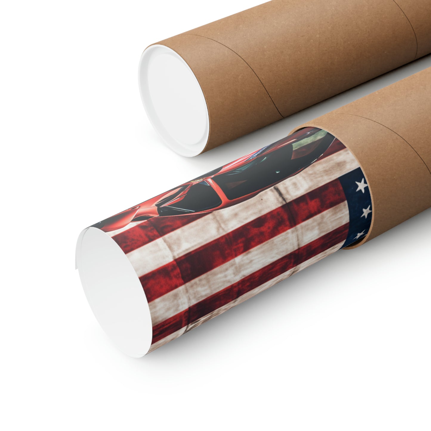 Premium Matte Vertical Posters American Flag Background Ferrari 4