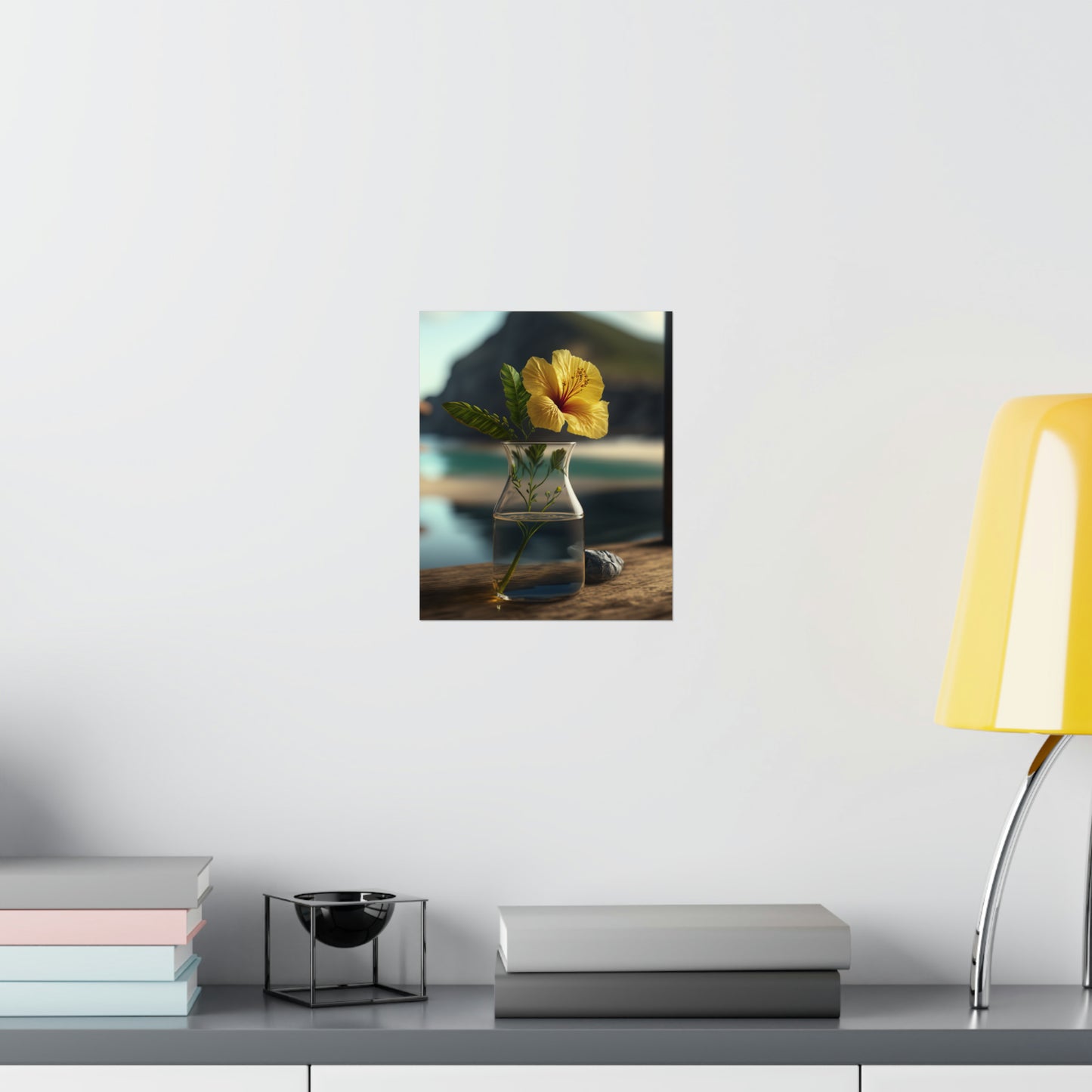 Premium Matte Vertical Posters Yellow Hibiscus Wood 4