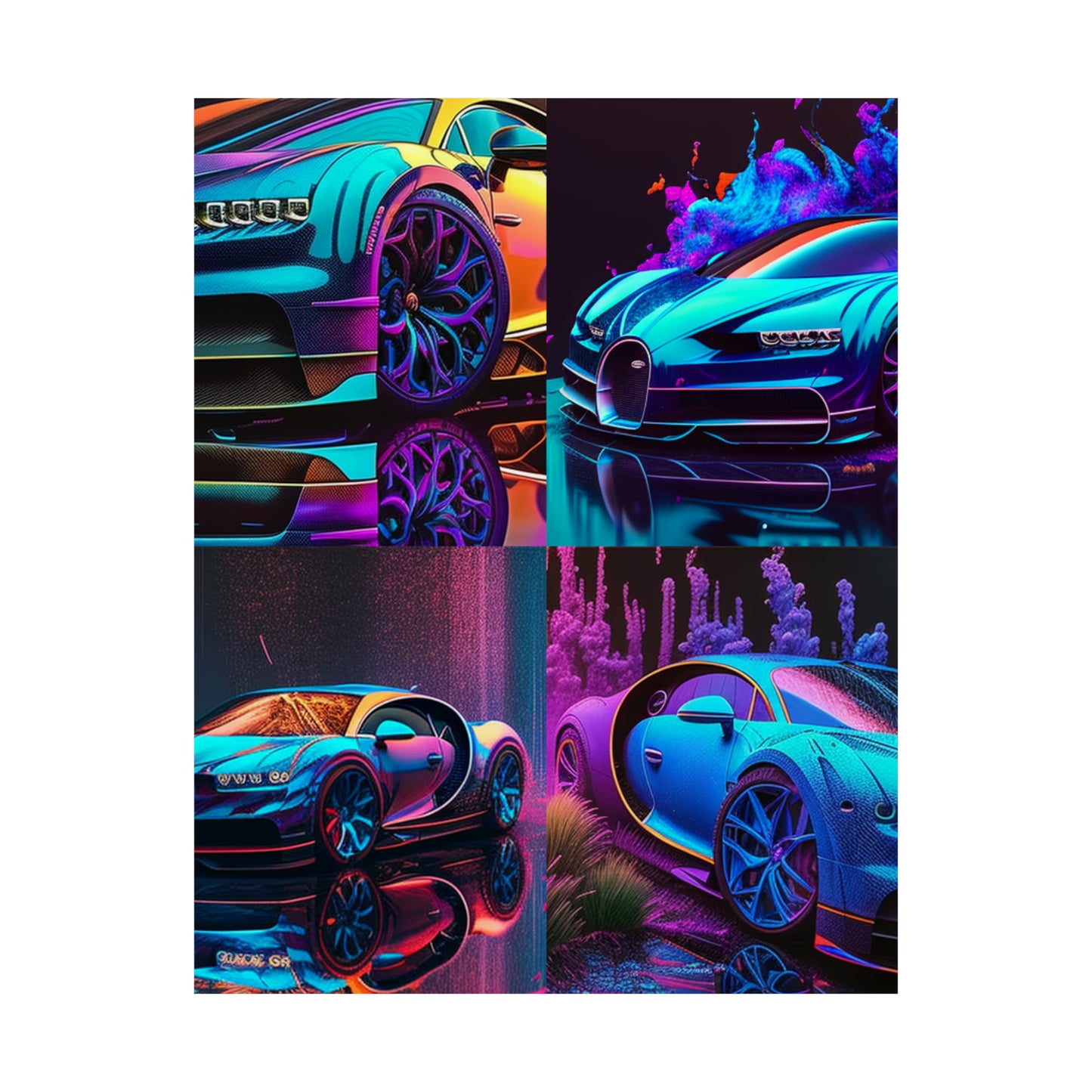 Premium Matte Vertical Posters Bugatti Neon Chiron 5