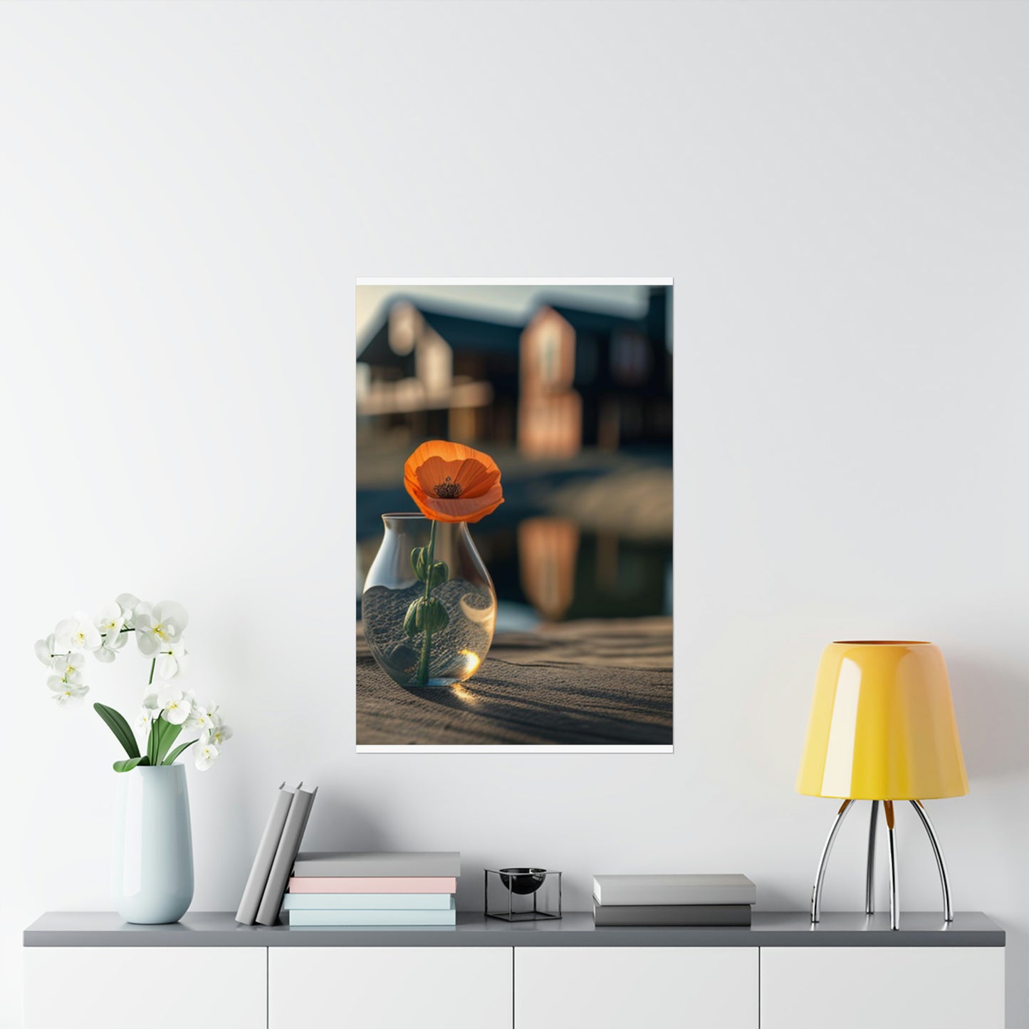 Premium Matte Vertical Posters Orange Poppy in a Vase 4