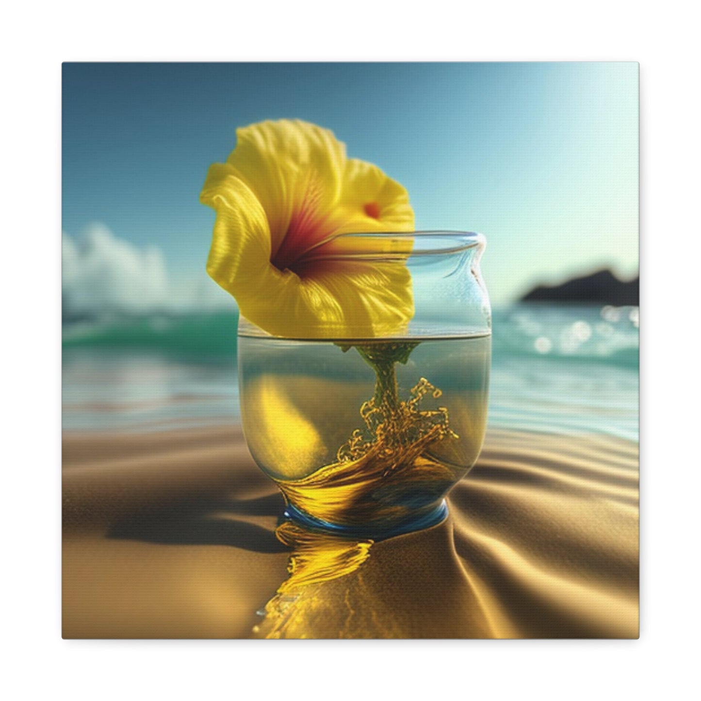 Canvas Gallery Wraps Yellow Hibiscus glass 1
