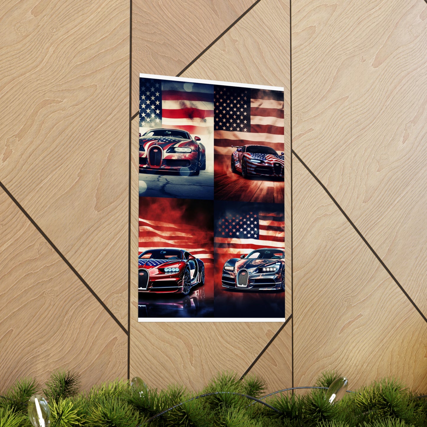 Premium Matte Vertical Posters Abstract American Flag Background Bugatti 5