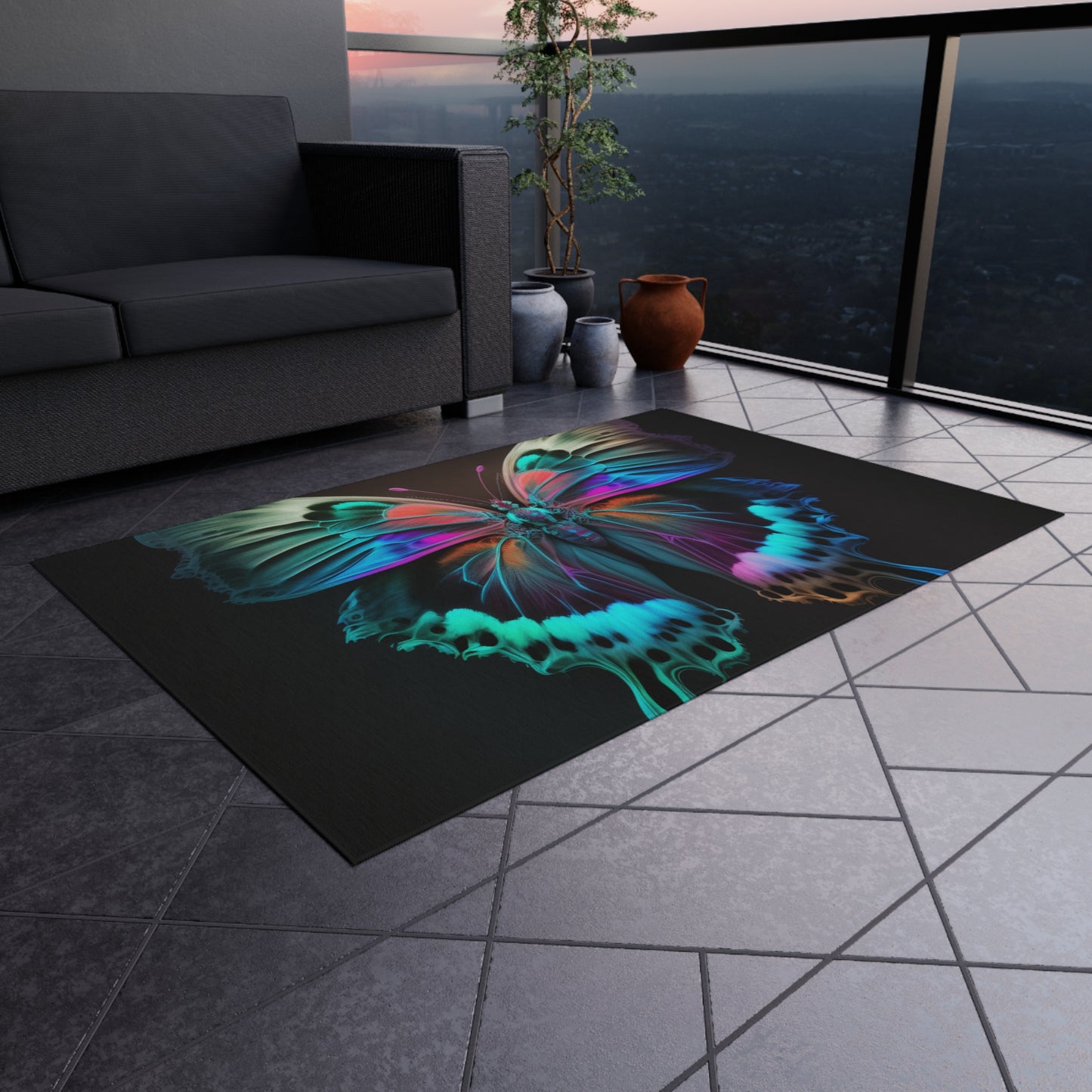 Outdoor Rug  Raw Hyper Color Butterfly 2