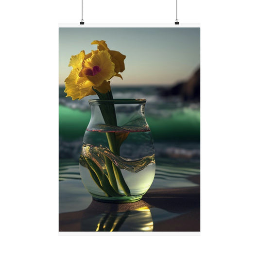 Premium Matte Vertical Posters Yellow Gladiolus glass 1