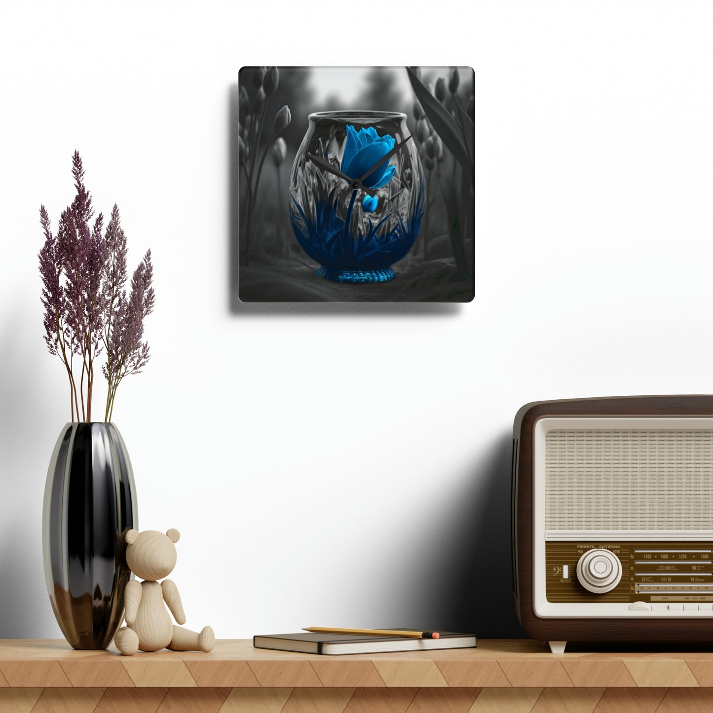 Acrylic Wall Clock Tulip Blue 6