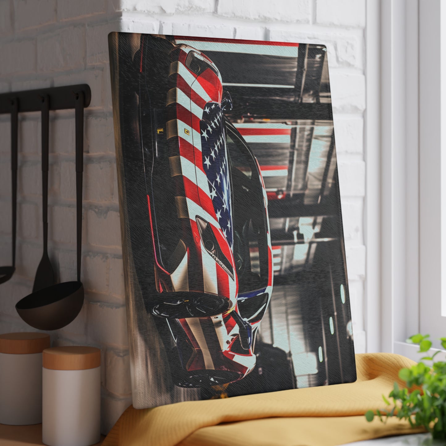 Glass Cutting Board American Flag Farrari 3