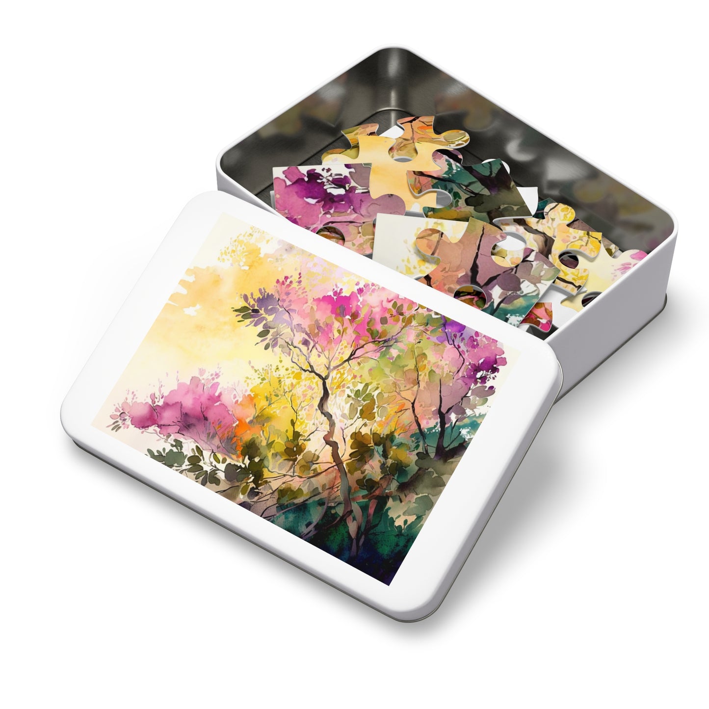 Jigsaw Puzzle (30, 110, 252, 500,1000-Piece) Mother Nature Bright Spring Colors Realistic Watercolor 2