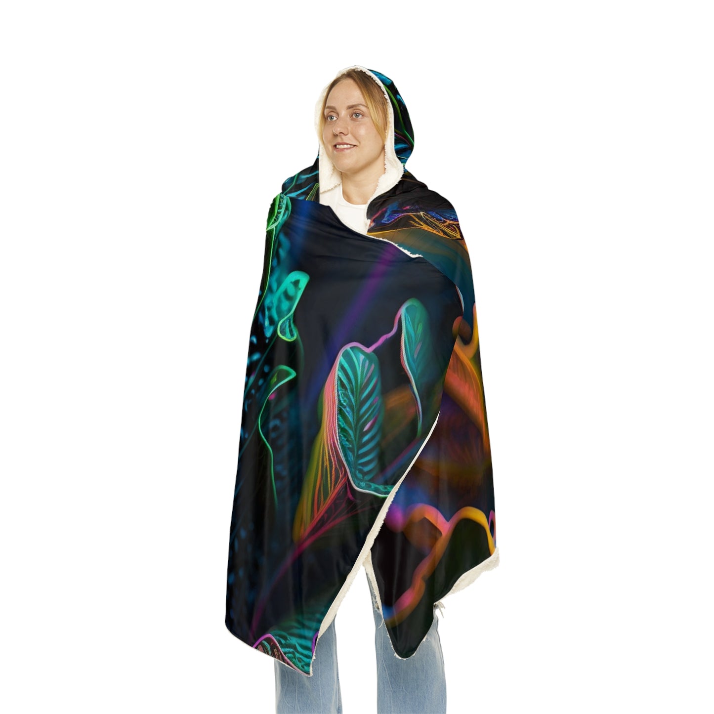 Snuggle Hooded Blanket Florescent Skull Death 4
