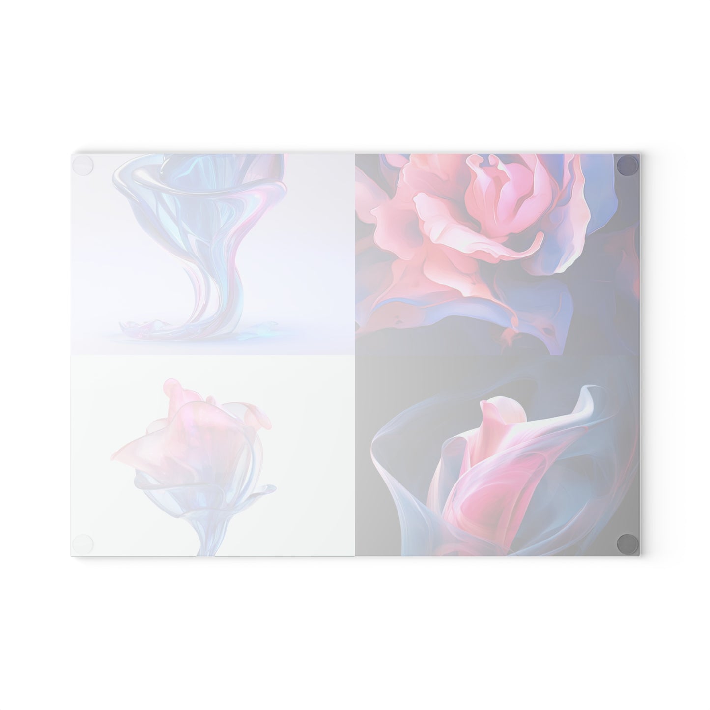 Glass Cutting Board Pink & Blue Tulip Rose 5
