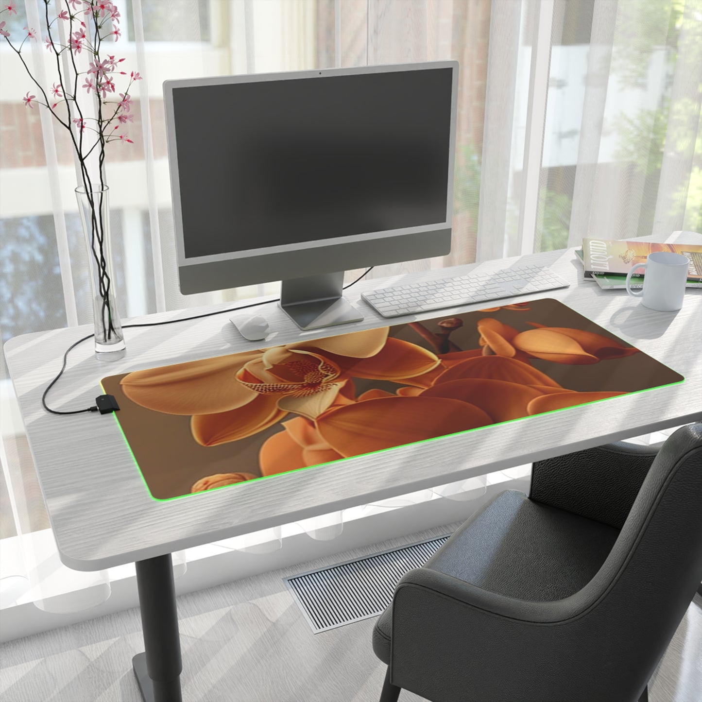 LED Gaming Mouse Pad orchid pedals 4