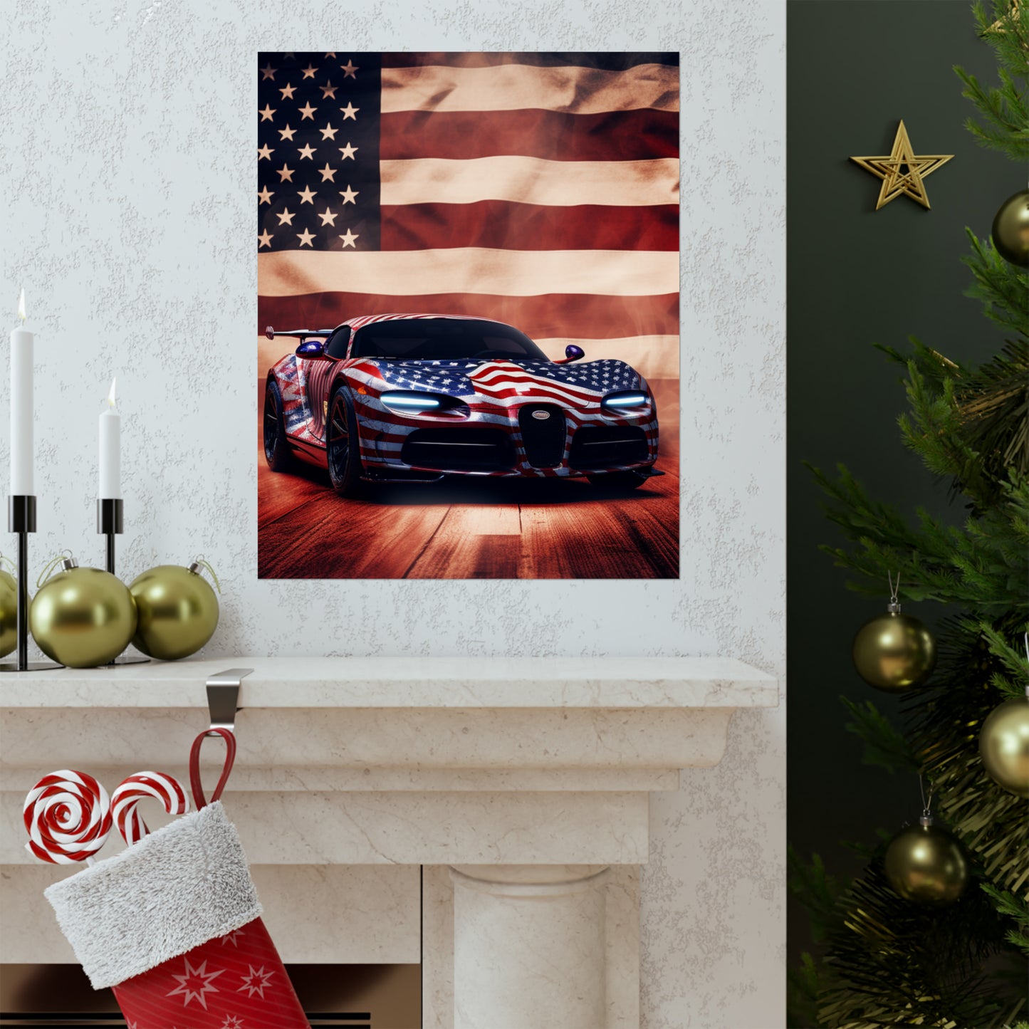 Premium Matte Vertical Posters Abstract American Flag Background Bugatti 2