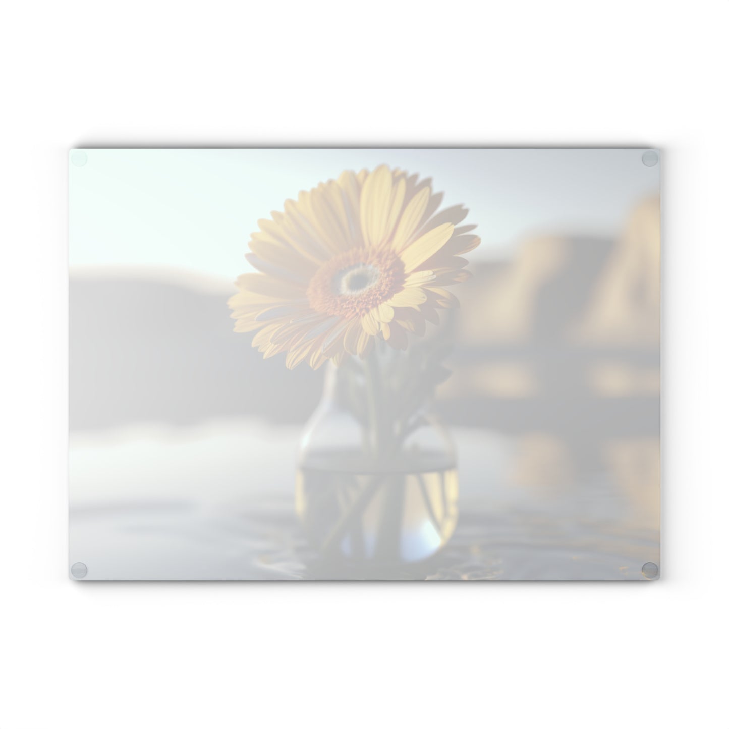 Glass Cutting Board yello Gerbera glass 4